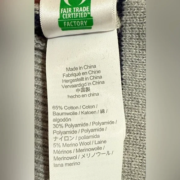 J.CREW Crewcuts Elbow-Patch Crewneck Sweater, Grey Navy Stripes - Boys L (10-11) - Picture 6 of 7